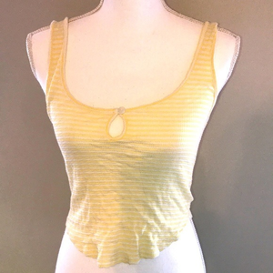 Me to We Yellow White Stripe Crop Tank S EUC‎